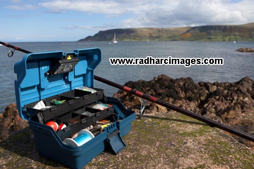 tackle box and fishing rod
