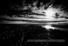 landscape photographer black and white view over lower Manhattan New York City USA