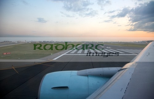 air canada aircraft taxiing past runway at Toronto Pearson International Airport Ontario Canada